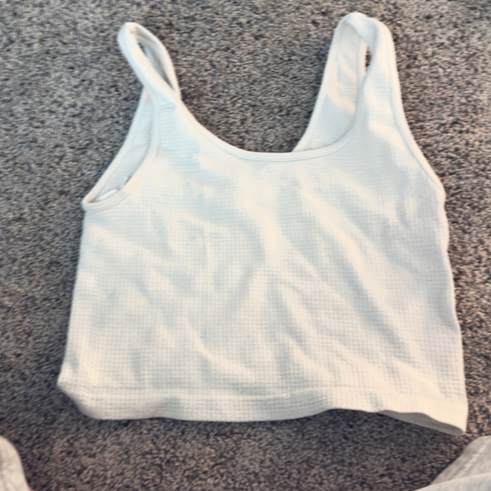 Aeropostale White Textured Tank Top